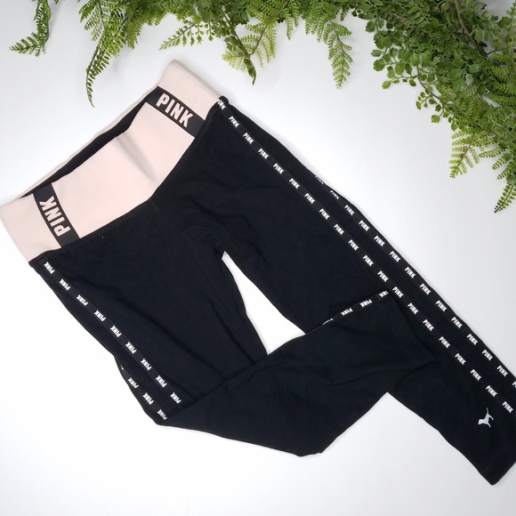 PINK Victoria's Secret Pants - VS Pink yoga logo cropped leggings